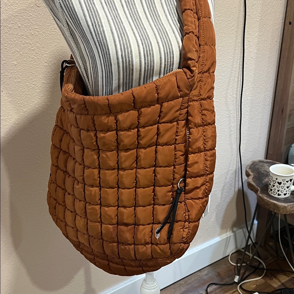Free People Quilted Orange Crossbody Bag